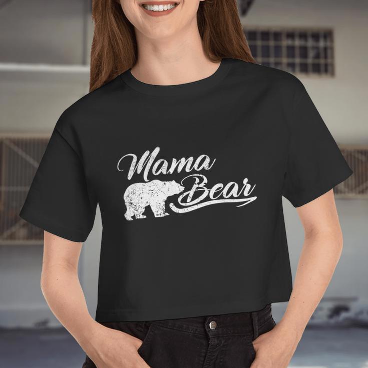 Vintage Mama Bear Retro Mother Logo Women Cropped T-shirt