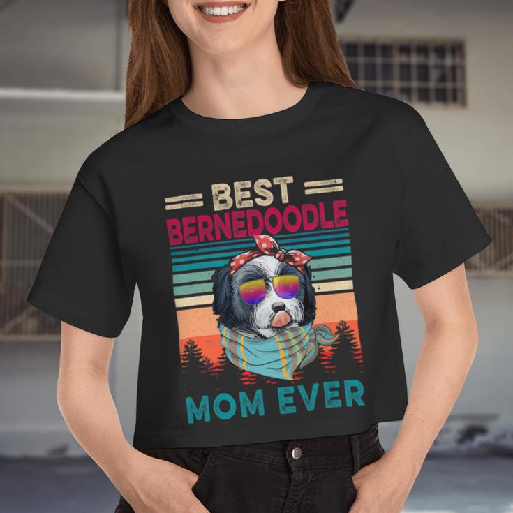 Vintage Retro Best Bernedoodle Mom Ever Cool Dog Mother Day Women Cropped T-shirt