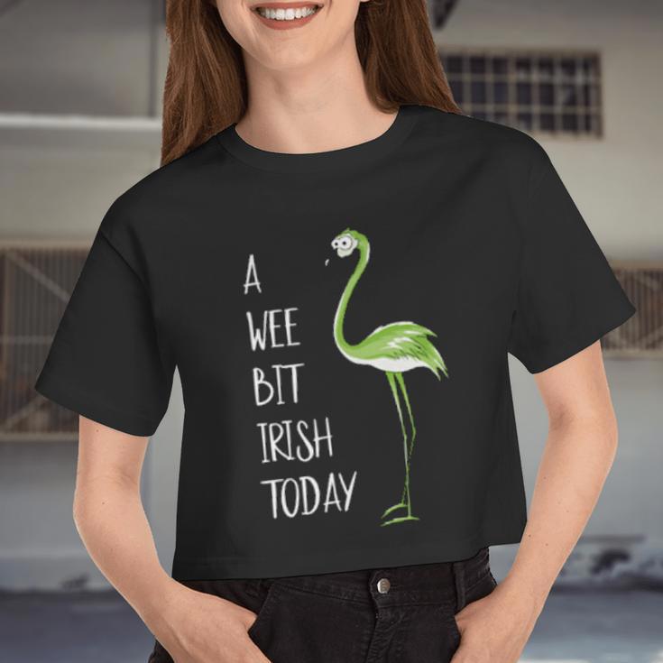 A Wee Bit Irish Today Green Flamingo St Pattys Day Women Cropped T-shirt