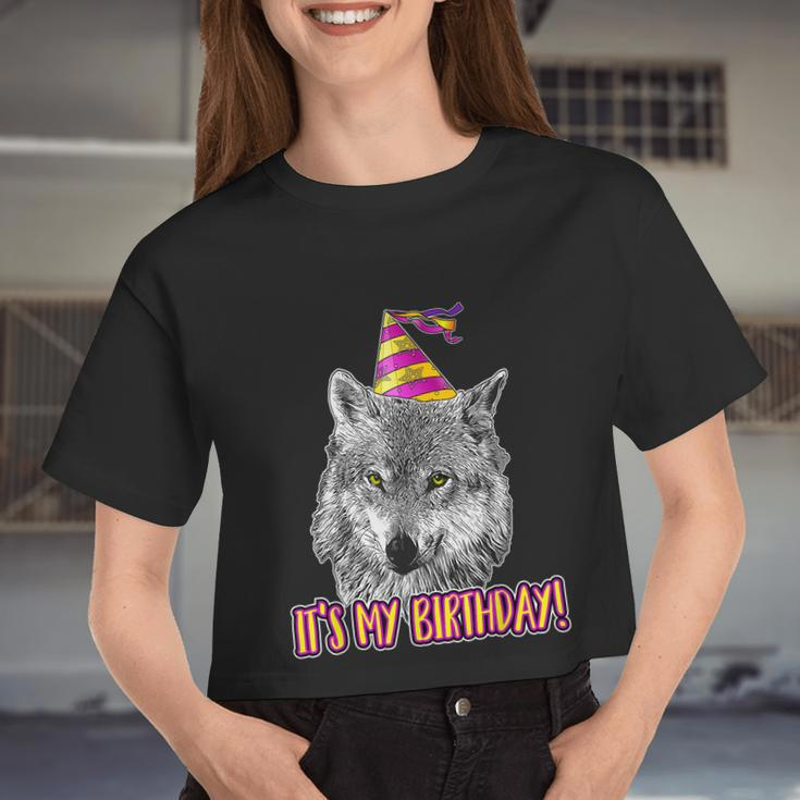 Wolf Birthday Themed Party Wolves Theme Girl Wolf Lover Women Cropped T-shirt
