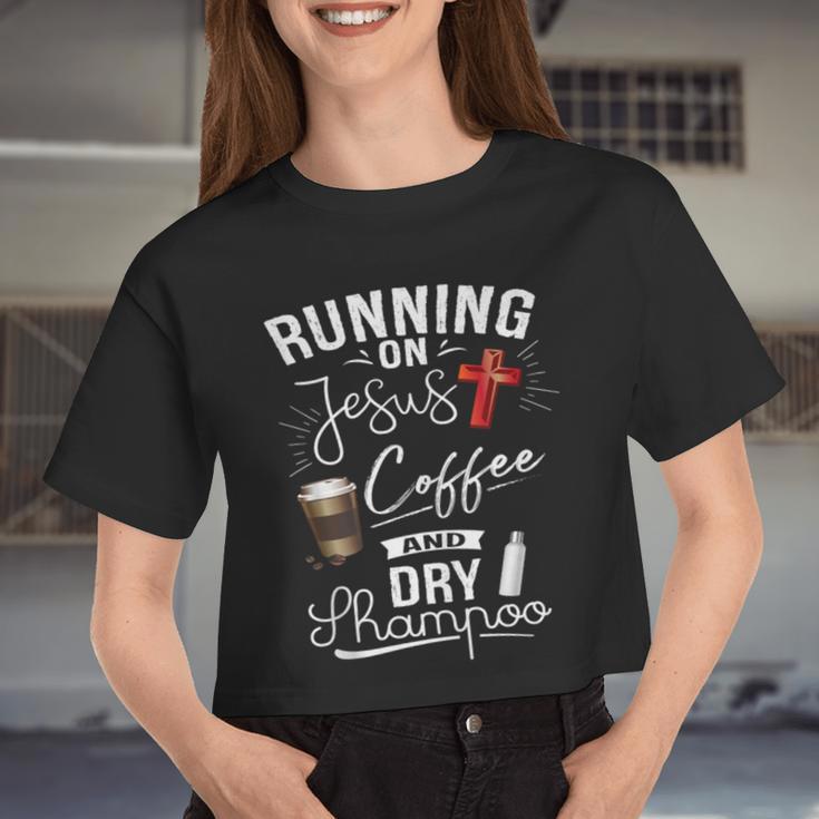 Women Running On Jesus Coffee And Women Cropped T-shirt