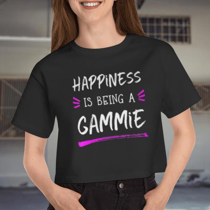 Womens Happiness Is Being A Gammie Mother's Day Women Cropped T-shirt