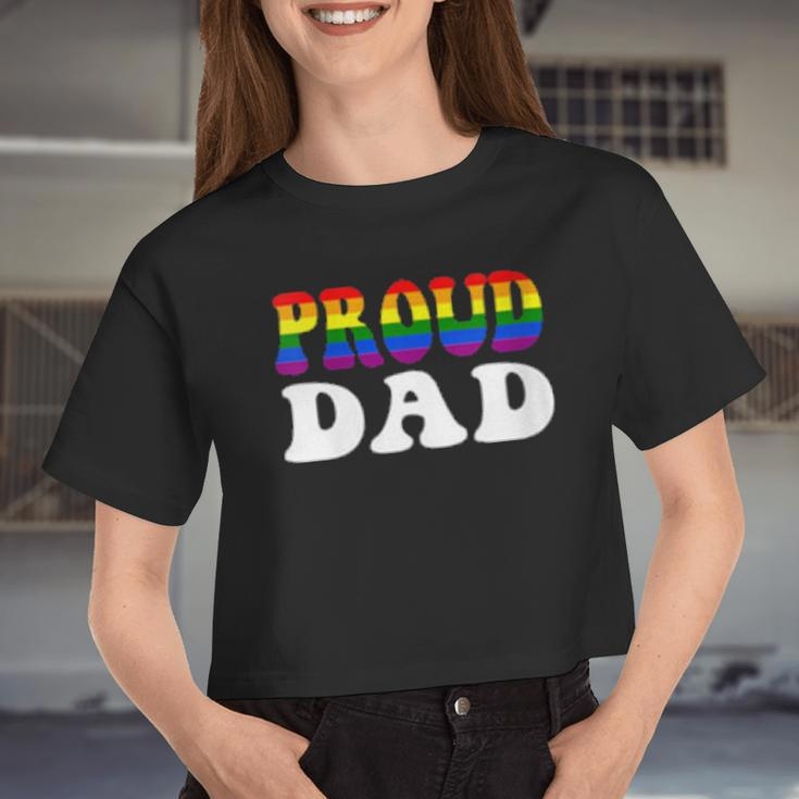 Womens Proud Dad Lgbt Rainbow Gay Pride Women Cropped T-shirt