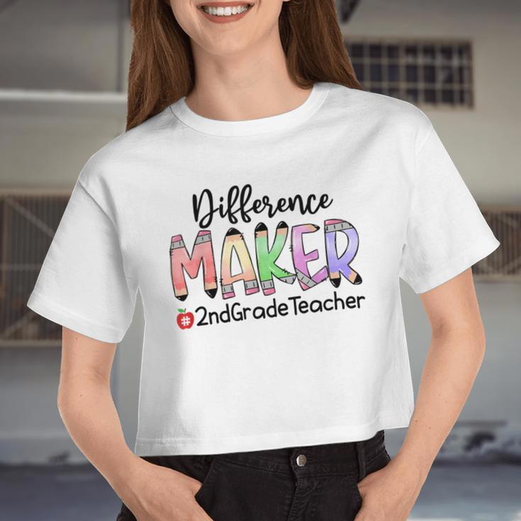 2Nd Grade Teacher Life Difference Maker Women Cropped T-shirt