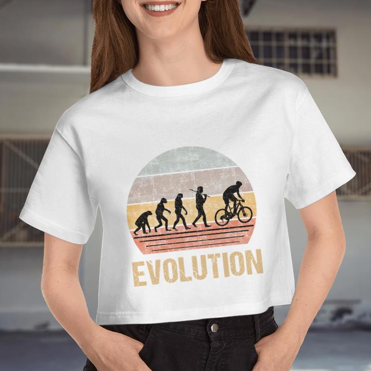 Cycling Evolution Vintage Retro Women Cropped T-shirt