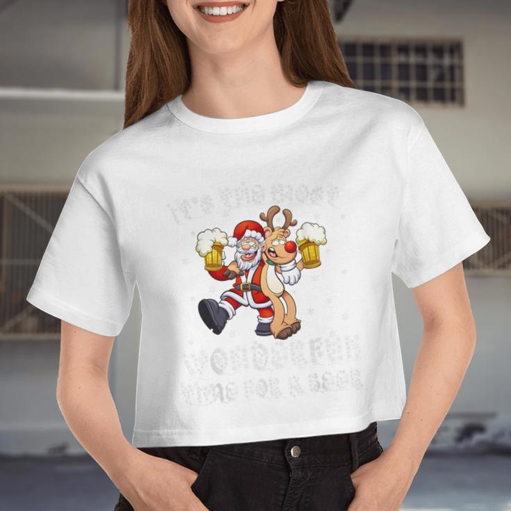 It's The Most Wonderful Time For A Beer Christmas Women Cropped T-shirt