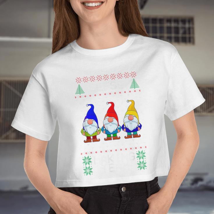 Lefse Making Team Nordic Christmas Tomte Gnome Xmas Women Women Cropped T-shirt