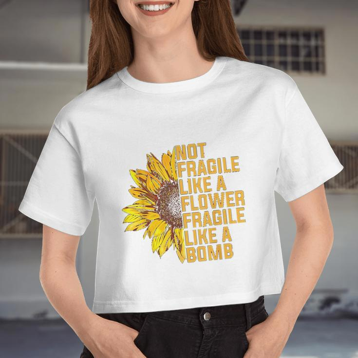 Not Fragile Like A Flower But A Bomb Sunflower Notorious Rbg Women Cropped T-shirt