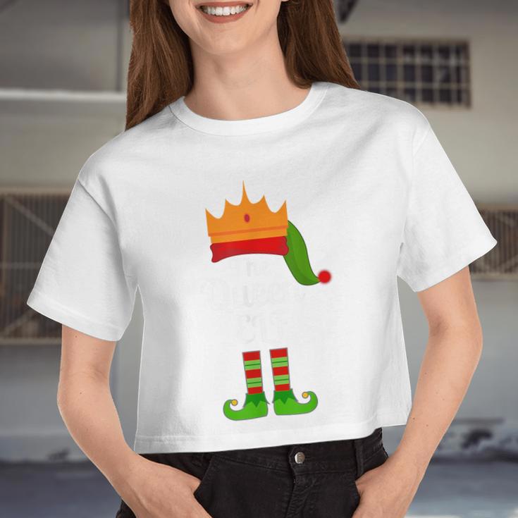 The Queen Elf Matching Family Christmas Pajama Party Women Cropped T-shirt