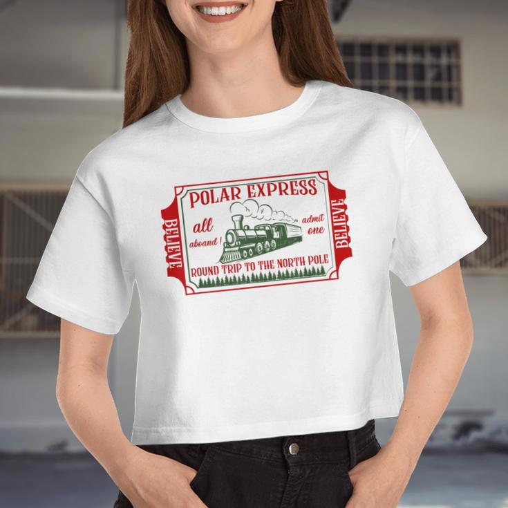 Retro Christmas North Pole Polar Express All Abroad Family Women Cropped T-shirt