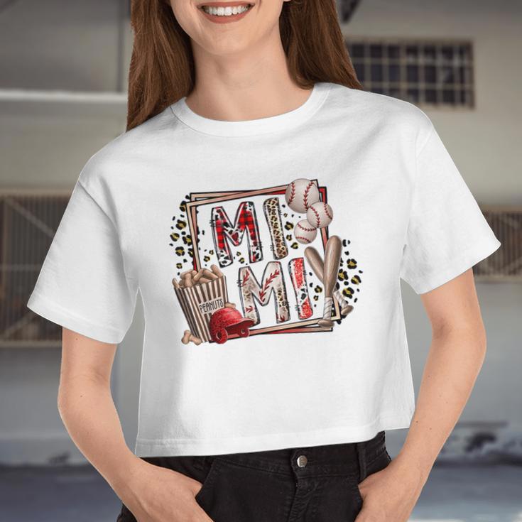 Retro Leopard Baseball Mimi Baseball Lover Women Cropped T-shirt