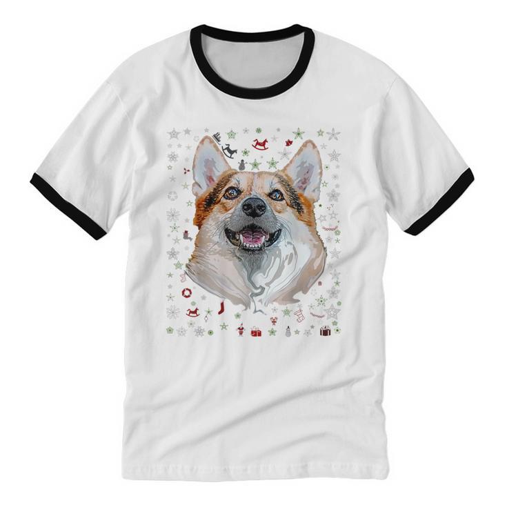 Corgi Lover Ugly Christmas Sweater Christmas Cotton Ringer T-Shirt