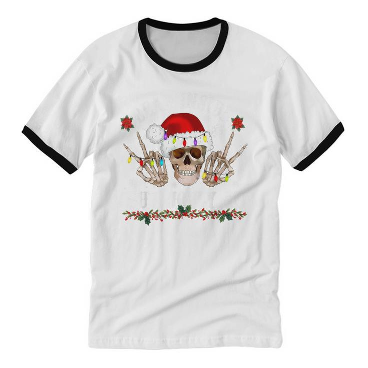 Dead Inside But Jolly Af Christmas Skull  Cotton Ringer T-Shirt