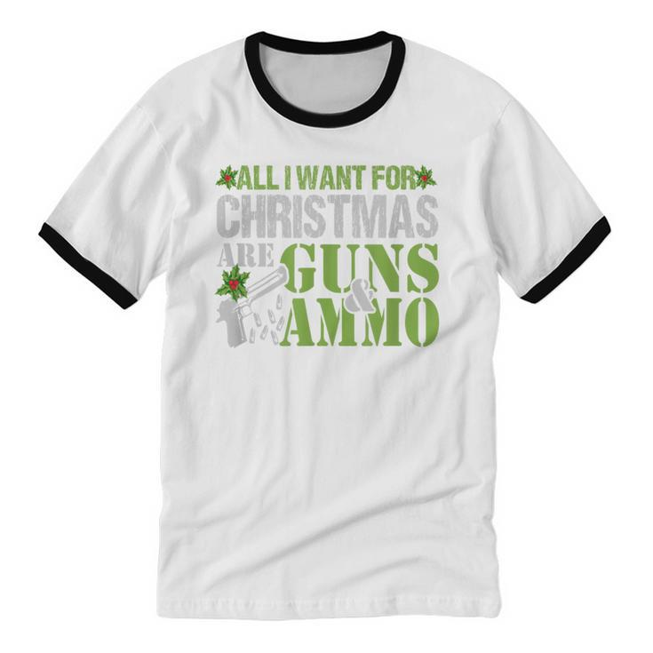 Guns & Ammo Troop Love Shooting Range Christmas Cotton Ringer T-Shirt