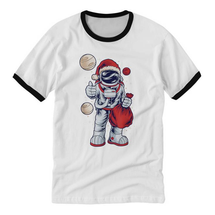 Santa Astronaut Christmas For Space Lovers Cotton Ringer T-Shirt