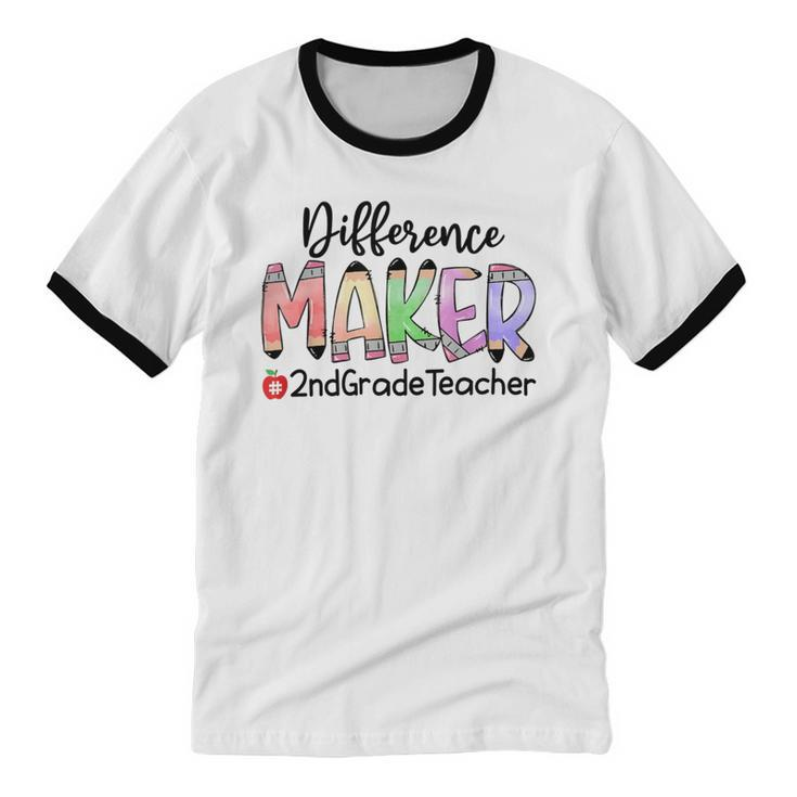 2Nd Grade Teacher Life Difference Maker Cotton Ringer T-Shirt