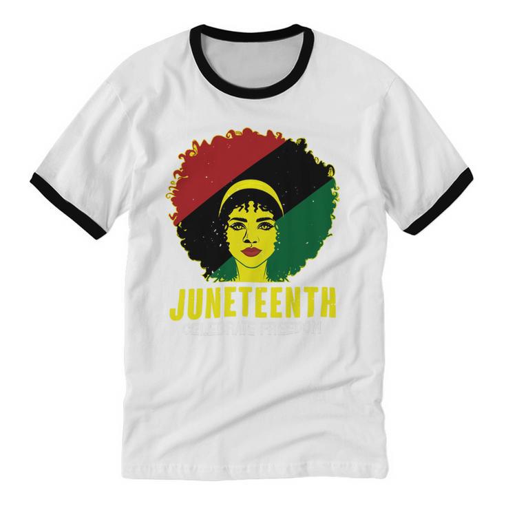 Black Queen Juneteenth Celebrate Freedom Tshirt Cotton Ringer T-Shirt