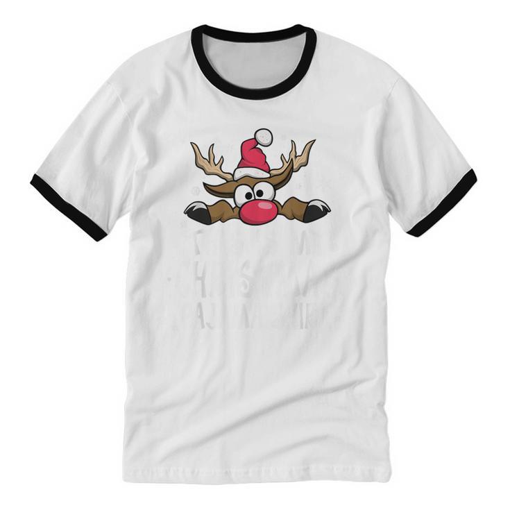 This Is My Christmas Pajama Christmas Reindeer Cotton Ringer T-Shirt