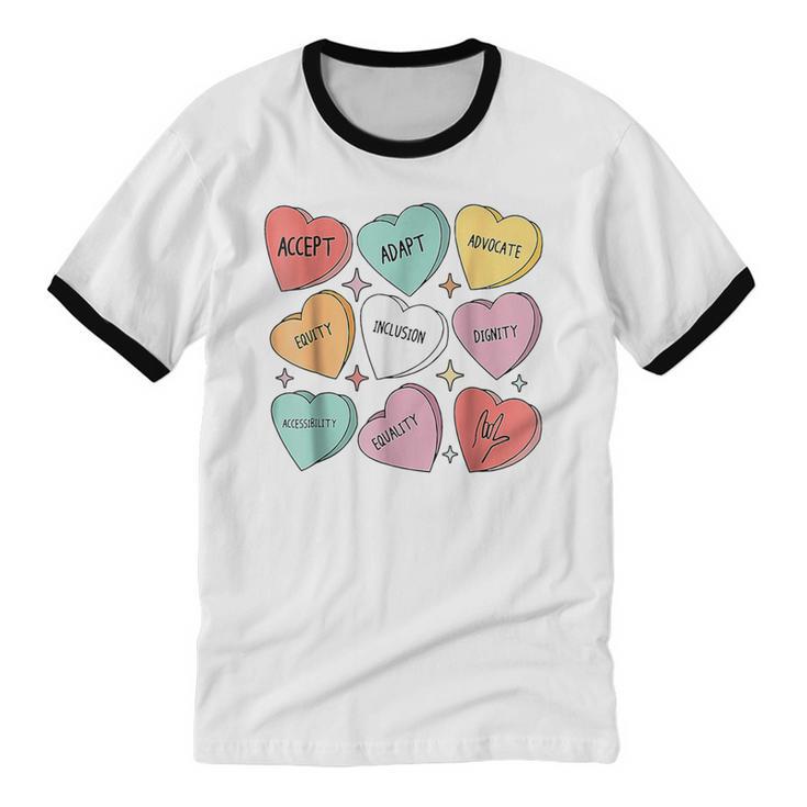 Cute Heart Valentines Day Love Special Education Teacher Cotton Ringer T-Shirt