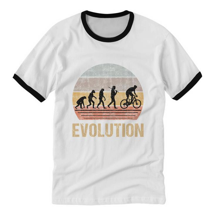 Cycling Evolution Vintage Retro Cotton Ringer T-Shirt