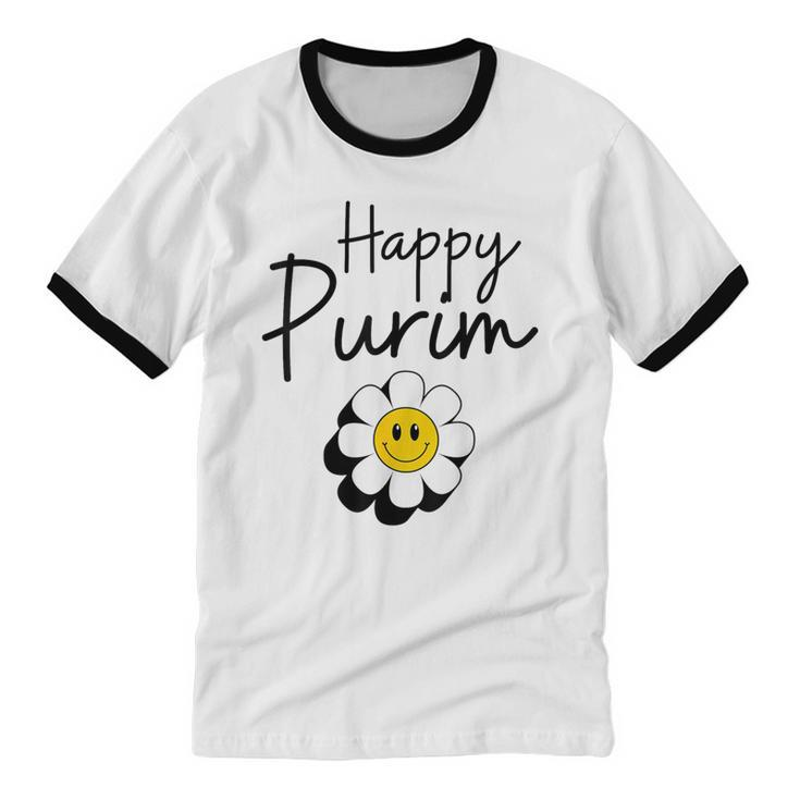 Flower Happy Purim Jewish Purim Costume Cotton Ringer T-Shirt