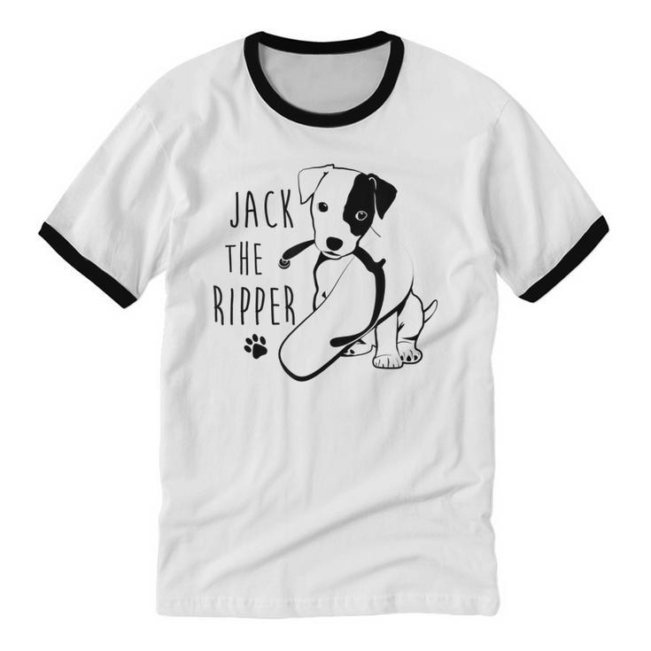 Jack Russell Terrier Dog Puppy Women Cotton Ringer T-Shirt