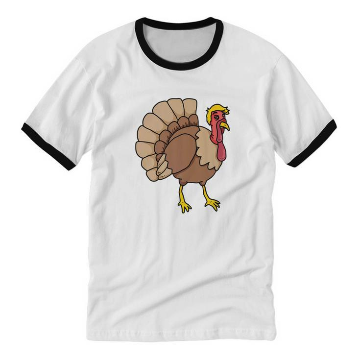 Trumpkey Thanksgiving Turkey Trump Men Women 2 Cotton Ringer T-Shirt