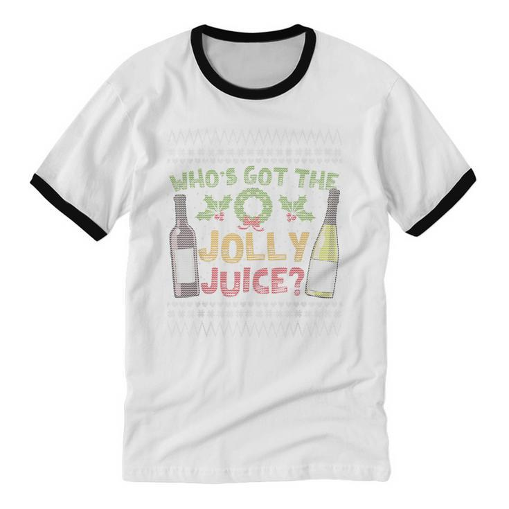 Jolly Juice Christmas Ugly Drinking Cotton Ringer T-Shirt