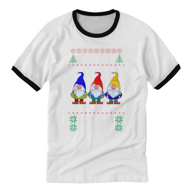 Lefse Making Team Nordic Christmas Tomte Gnome Xmas Women Cotton Ringer T-Shirt