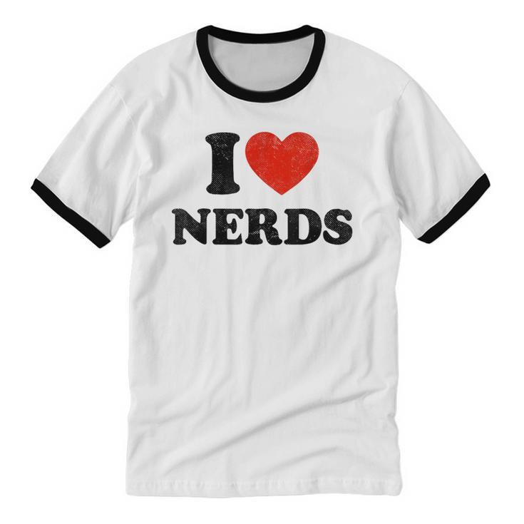 I Love Nerds Outfit Girls I Heart Nerds Cotton Ringer T-Shirt