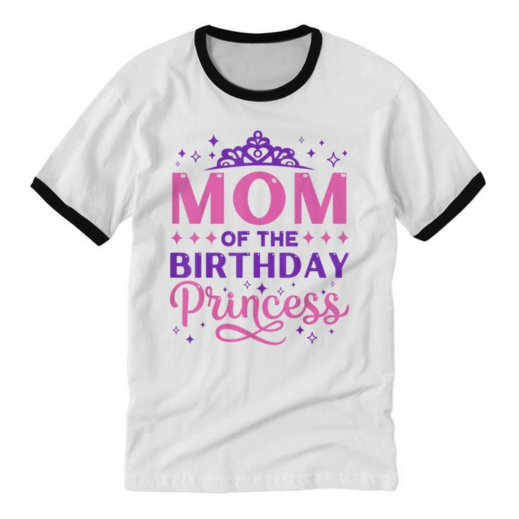 Mom Of The Birthday Princess Girls Party 1St Birthday Girl Cotton Ringer T-Shirt