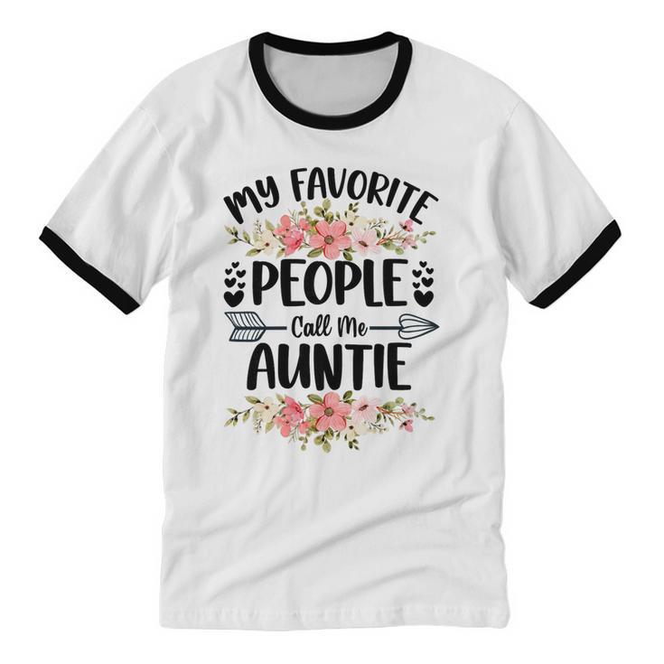 Mother Womens My Favorite People Call Me Auntie  Mom Cotton Ringer T-Shirt