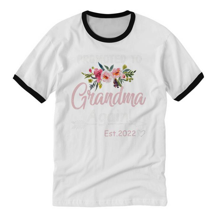 Mother Womens Promoted To Grandma Again 2022 Mom Cotton Ringer T-Shirt