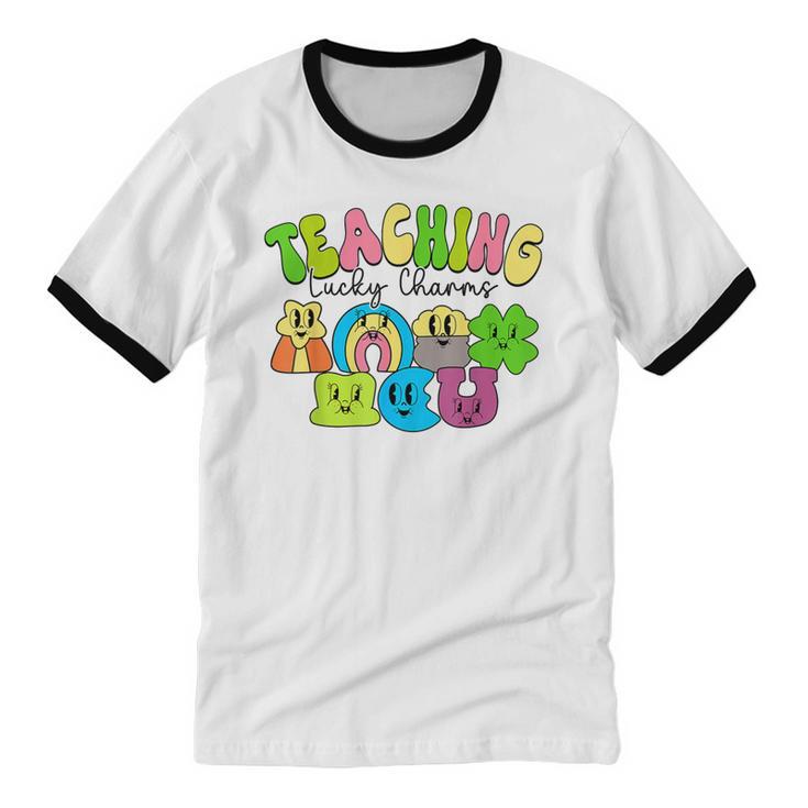 Teaching Lucky Charms Happy St Patrick's Day Irish Teacher Cotton Ringer T-Shirt