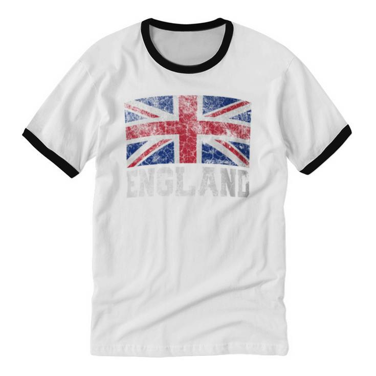 Union Jack Flag Uk England United Kingdom Roots Women Cotton Ringer T-Shirt