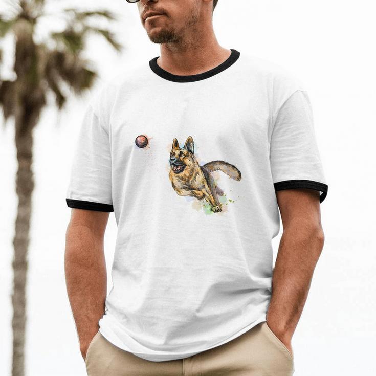 German Shepherd Dog V3 Cotton Ringer T-Shirt