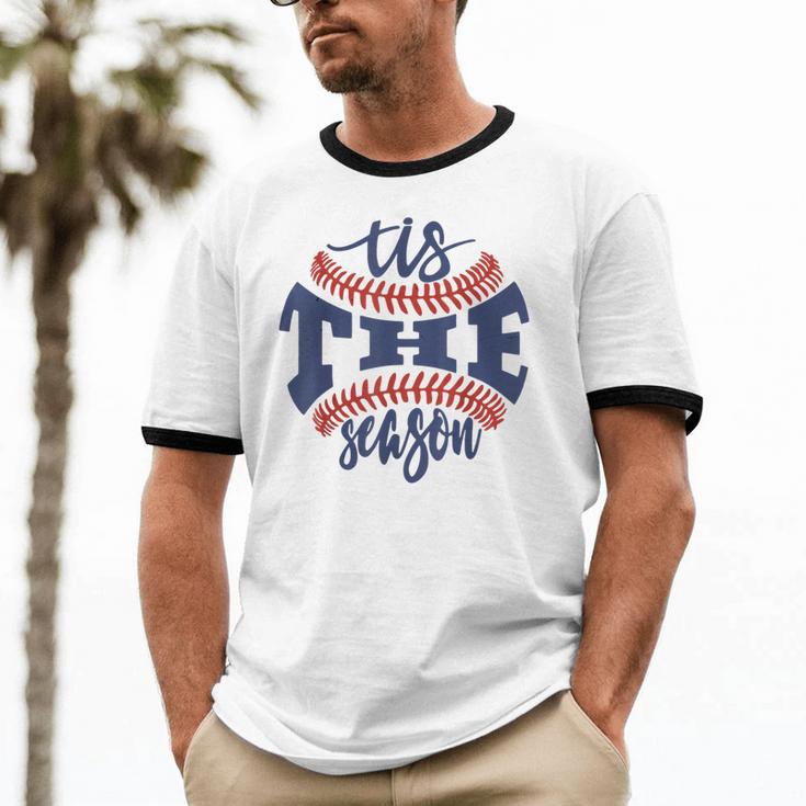 Tis The Season Baseball Mom Cotton Ringer T-Shirt