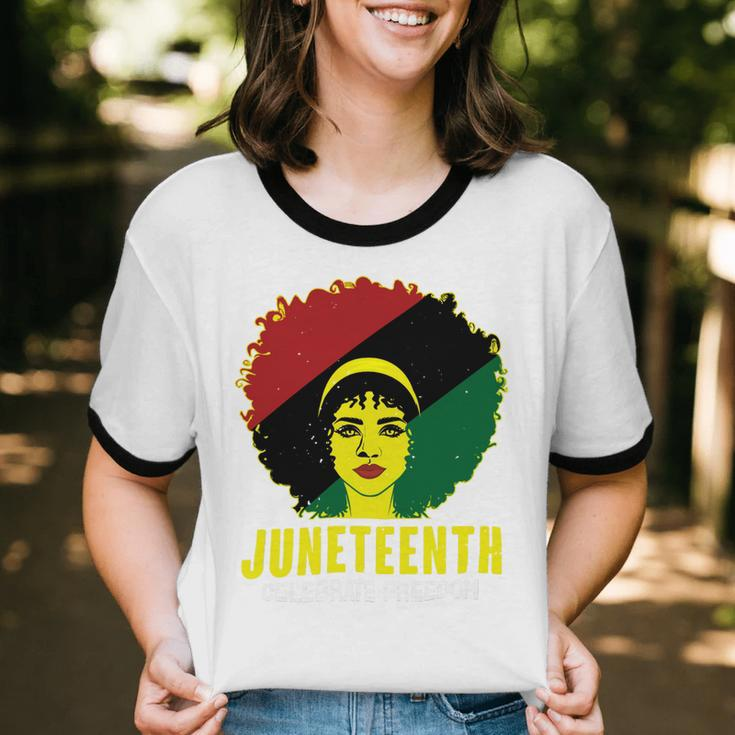 Black Queen Juneteenth Celebrate Freedom Tshirt Cotton Ringer T-Shirt