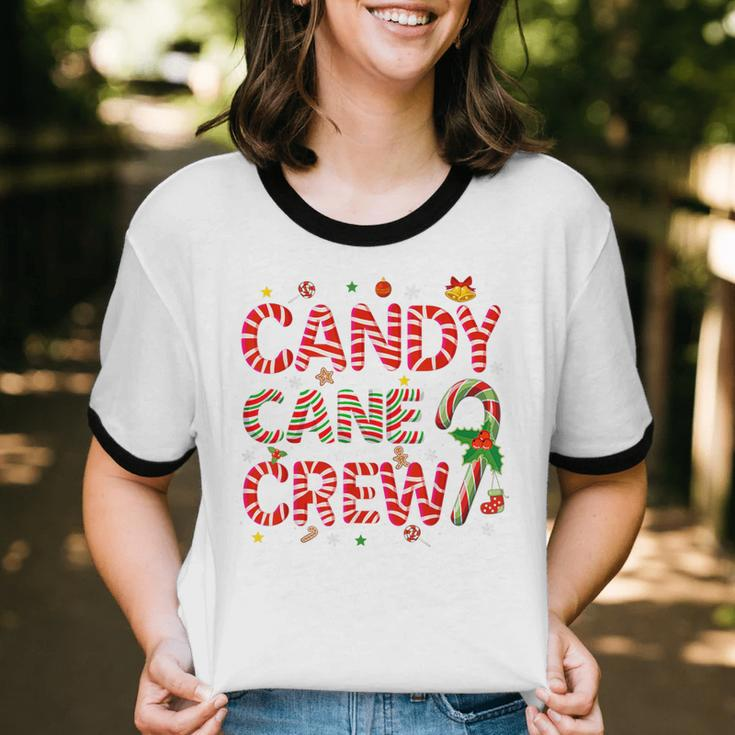 Candy Cane Crew Christmas Candy Lover Xmas Pajamas Cotton Ringer T-Shirt