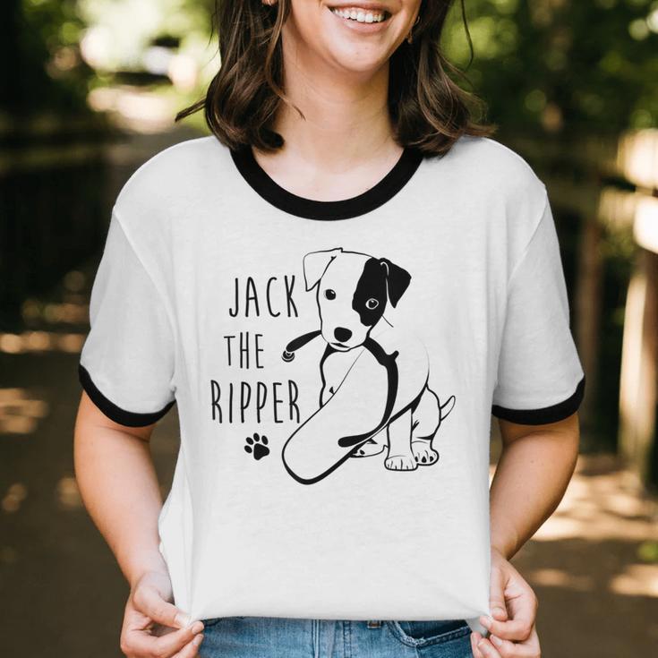 Jack Russell Terrier Dog Puppy Women Cotton Ringer T-Shirt