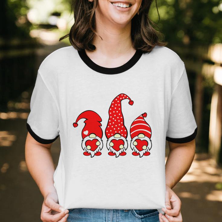 Gnomes Womens Valentines Day Cotton Ringer T-Shirt