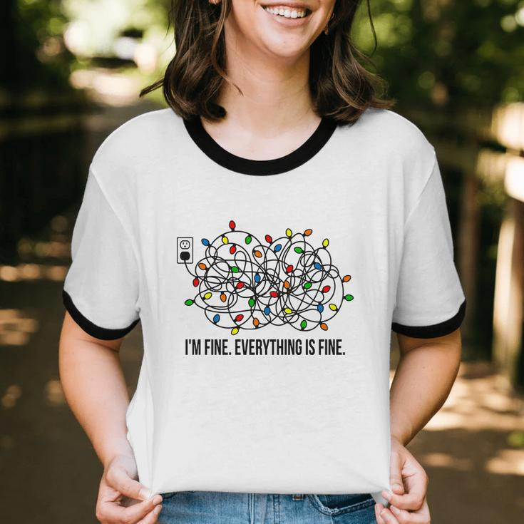 I'm Fine Everything Is Fine Christmas Cotton Ringer T-Shirt