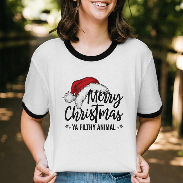 Merry Christmas Ya Filthy Animals Christmas V2 Cotton Ringer T-Shirt