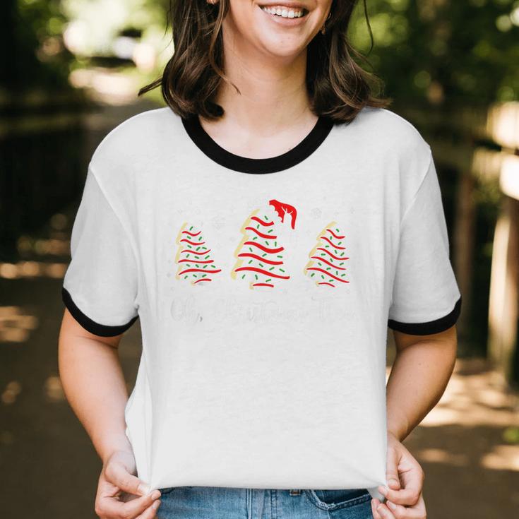 Oh Christmas Tree Cakes Debbie Christmas Snack Cake Cotton Ringer T-Shirt