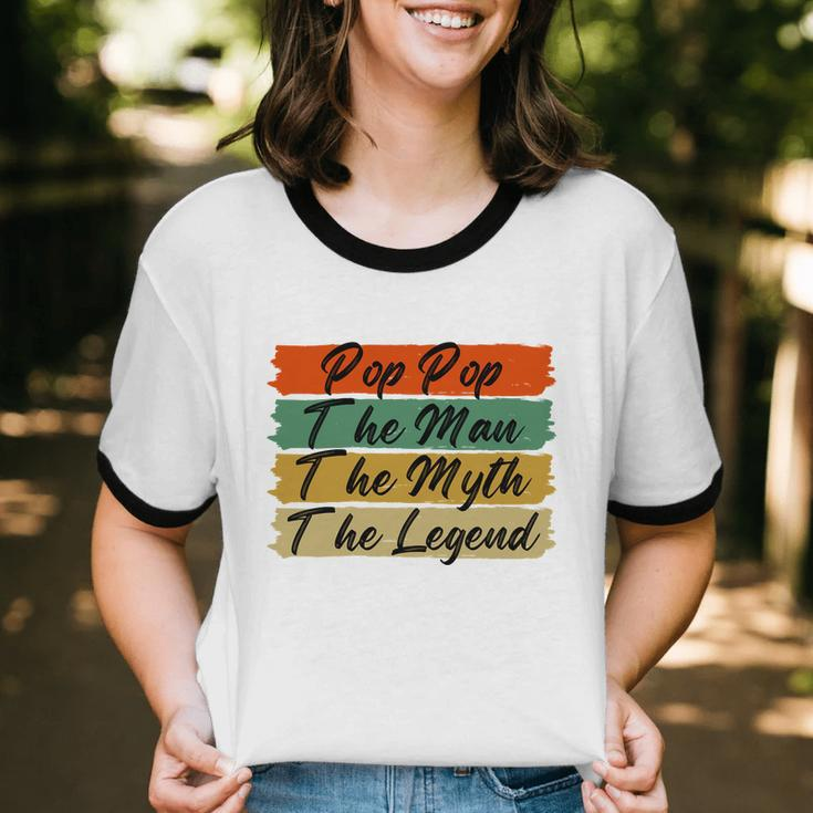 Poppop The Man The Myth The Legend Vintage Daddy Cotton Ringer T-Shirt