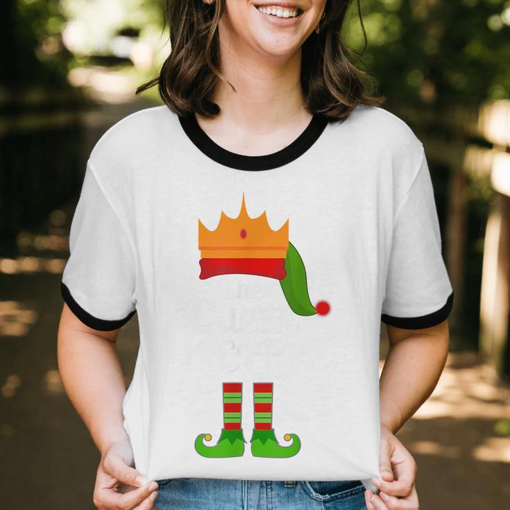 The Queen Elf Matching Family Christmas Pajama Party Cotton Ringer T-Shirt
