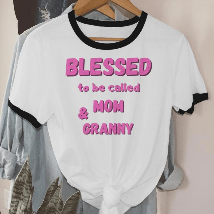 Blessed To Be Called Mom Granny Best Quote Cotton Ringer T-Shirt