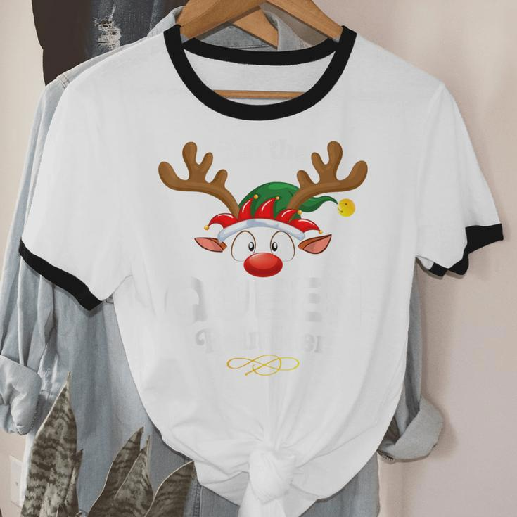 Christmas Pjs Queen Xmas Reindeer Matching Cotton Ringer T-Shirt
