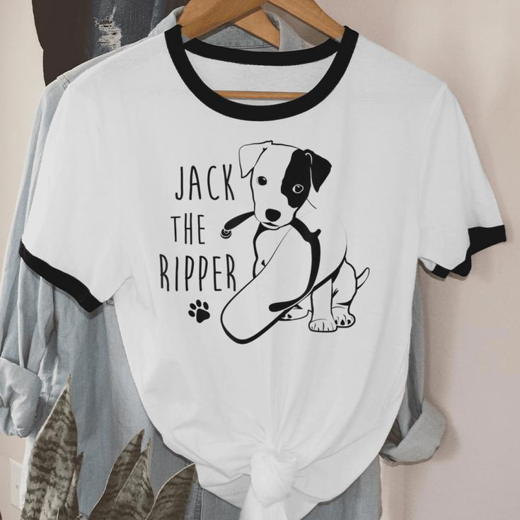 Jack Russell Terrier Dog Puppy Women Cotton Ringer T-Shirt