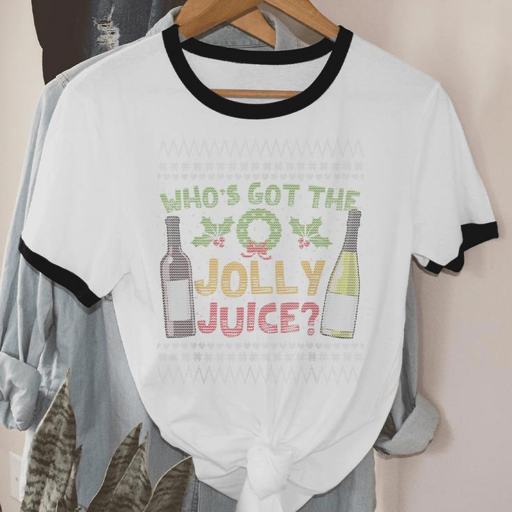 Jolly Juice Christmas Ugly Drinking Cotton Ringer T-Shirt